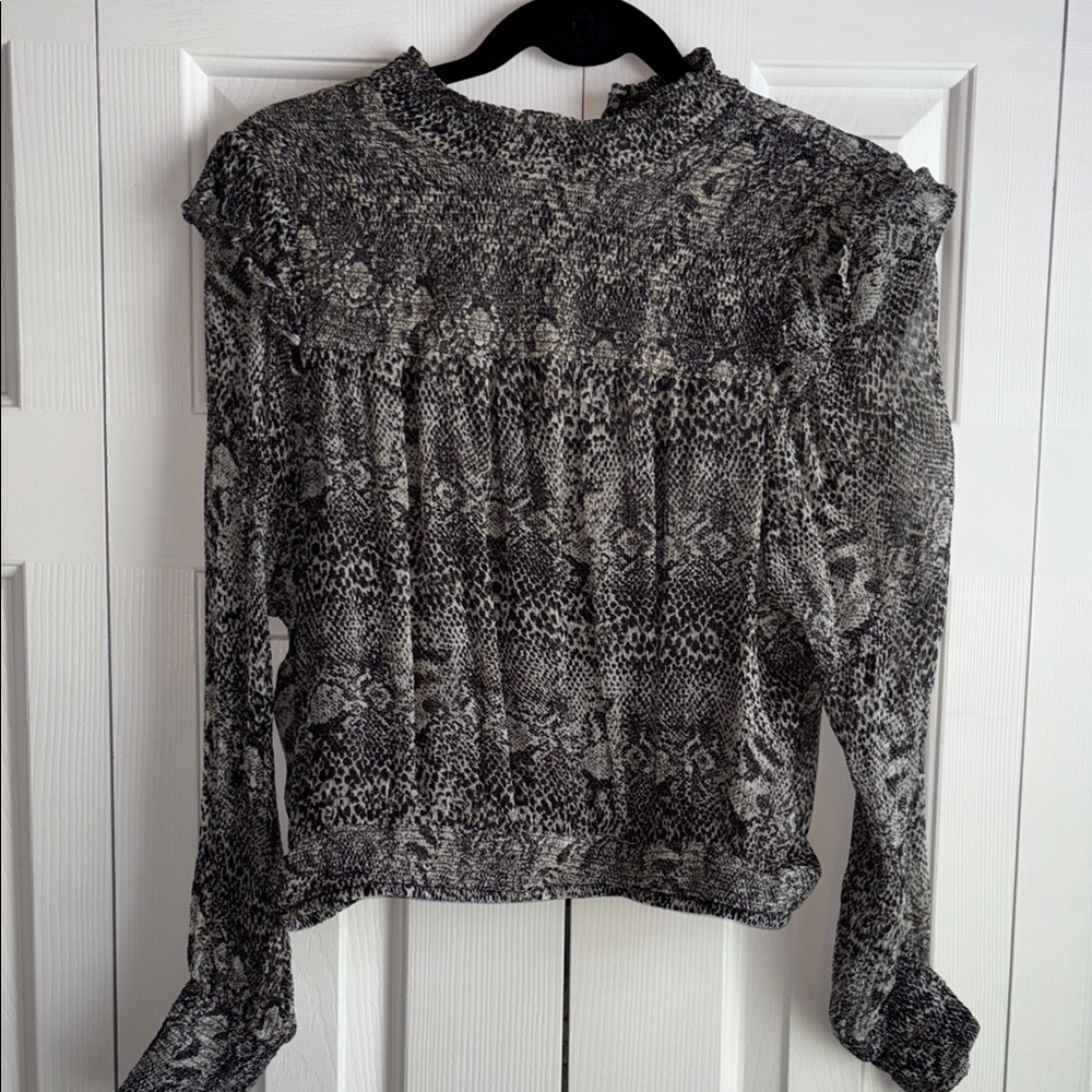 Free People Textured Black and Cream blouse